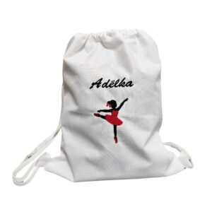 Bílý vak na záda s baletkou