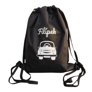 Černý vak na záda - autíčko